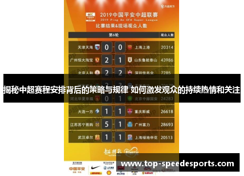 揭秘中超赛程安排背后的策略与规律 如何激发观众的持续热情和关注